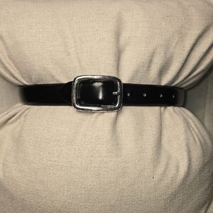 DONNA KATZ ITALIAN LEATHER BELT BLACK WITH SILVER BUCKLE WOMENS MED EUC